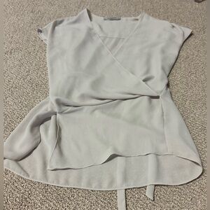 All Saints Light Gray Wrap Blouse